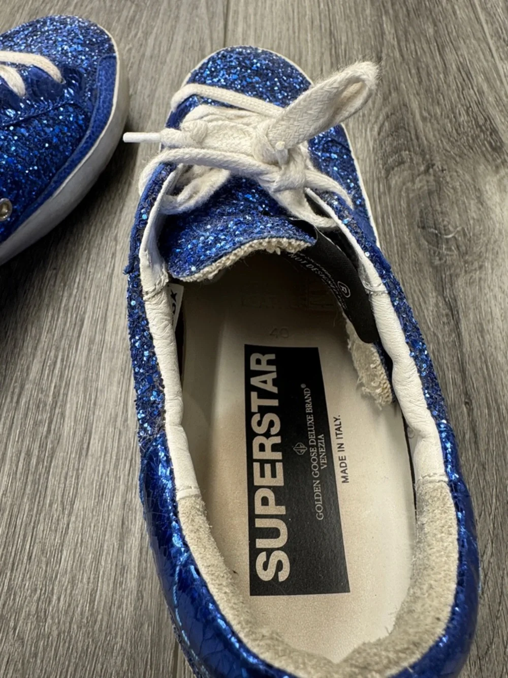 Golden Goose Superstar Glitter Sneakers in Blue - Picture 5 of 7